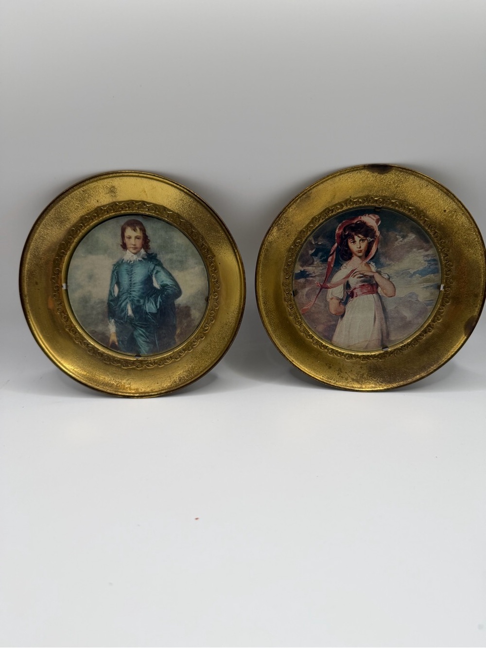 Vintage Gold Tone Oval Portrait Wall Plaques Set of 2